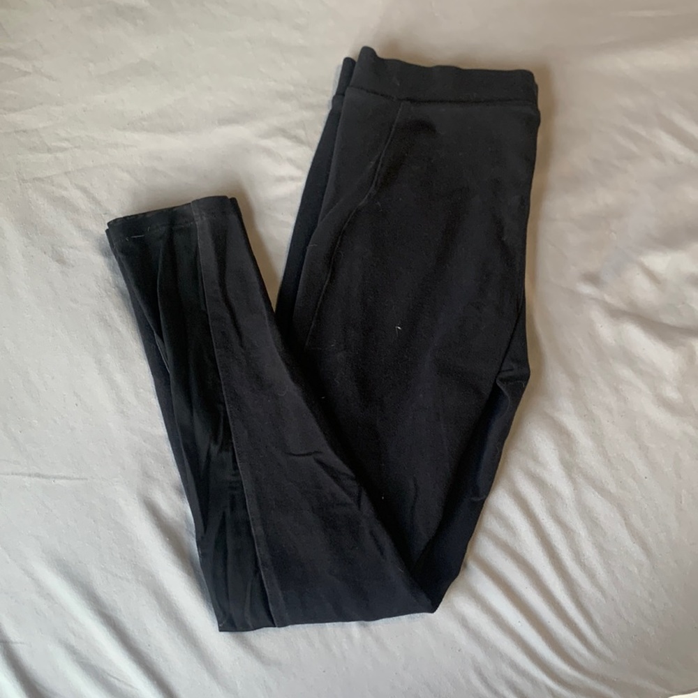 XS express black mid half mesh side leggings